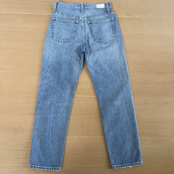 Women's Something Navy Size 0/25 Mom Jeans High Rise Straight Leg 100% Cotton - Picture 2 of 7